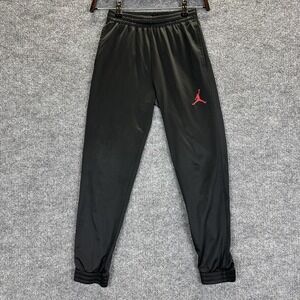 Jordan Pants Boys 10-12 Black Knit Track Joggers Red Jumpman Logo Basketball